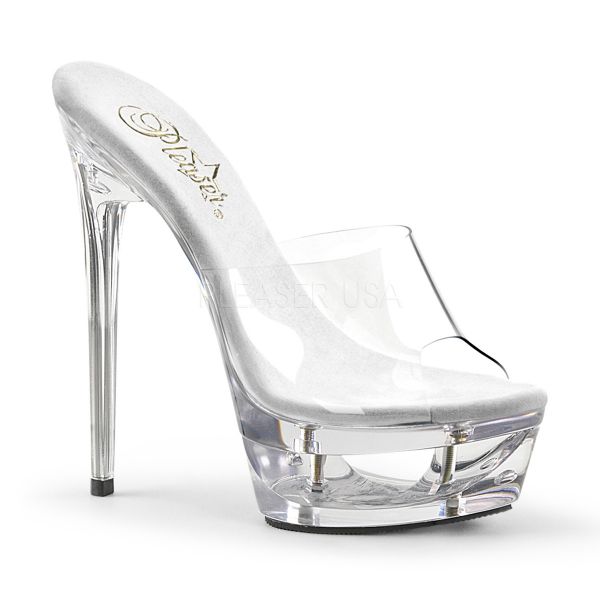 Durchsichtige High Heel Pantolette mit Plateau im Cut-out-Design ECLIPSE-601